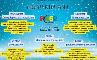 Program ferii „Kreatywna zima z PCKSR” 21.02 – 25.02.2022r.