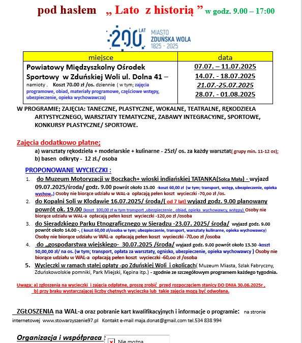 Powiatowe Artystyczne Lato WAL 2025