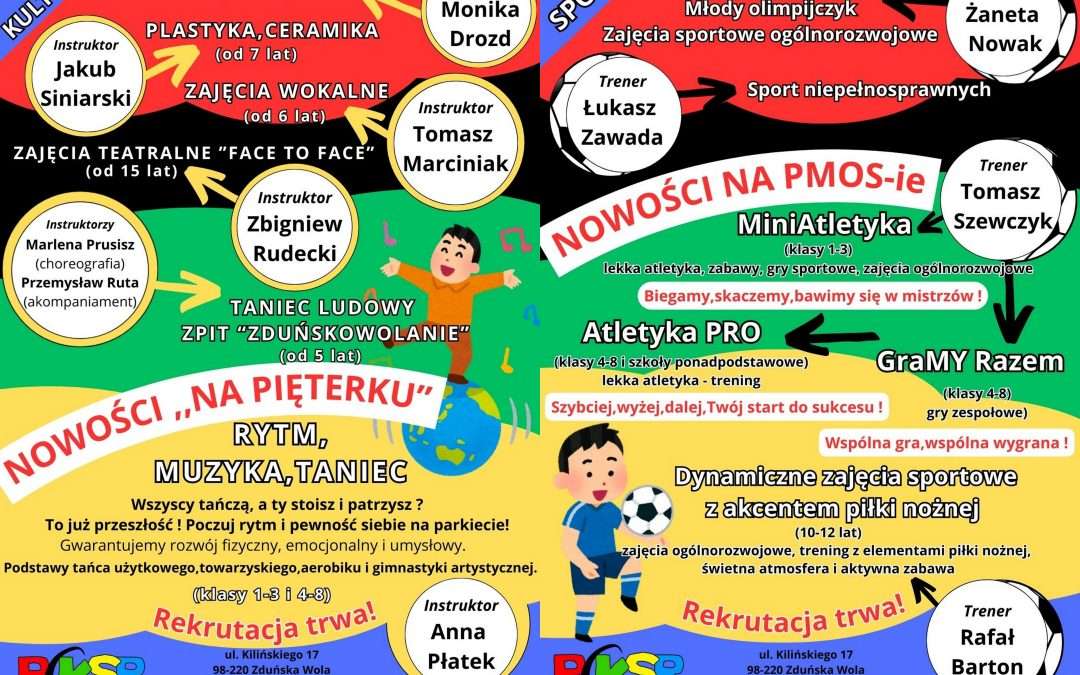 Zapraszamy na zajęcia ! NOWOŚCI !!!