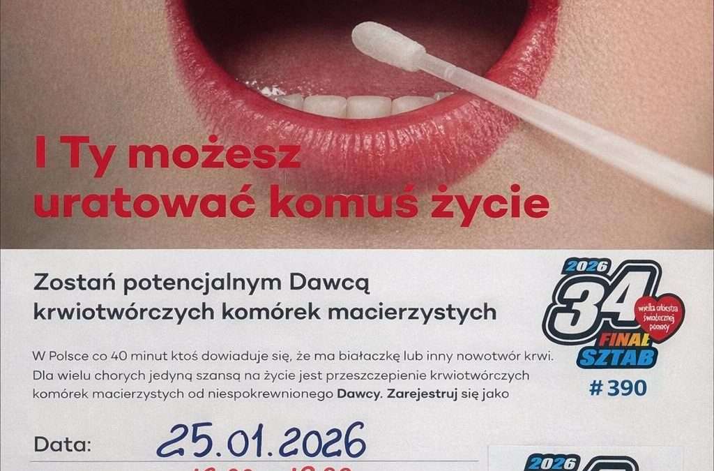 Podczas 34 Finału WOŚP  zapraszamy do DKMS.